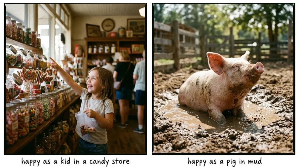 similes examples for happy